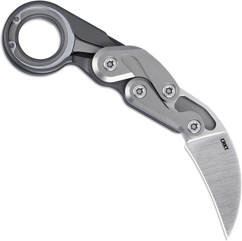 Cuțit pliabil CRKT Provoke cu Kinematic: Morphing Karambit, lamă D2 cu muchie simplă, mâner din aluminiu, clemă de buzunar, 4040