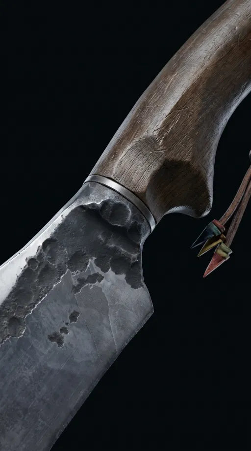 🏕️ Cuțit Wilderness Forged Hunter – Lamă fixă robustă cu mâner din lemn masiv și teacă din piele vintage
