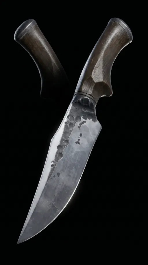 🏕️ Cuțit Wilderness Forged Hunter – Lamă fixă robustă cu mâner din lemn masiv și teacă din piele vintage